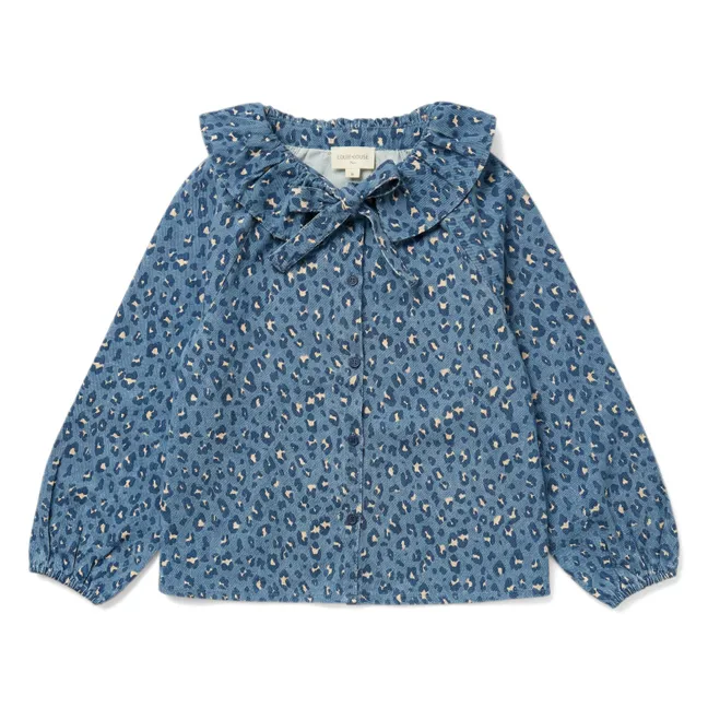 Blouse Angele Léopard Denim | Bleu