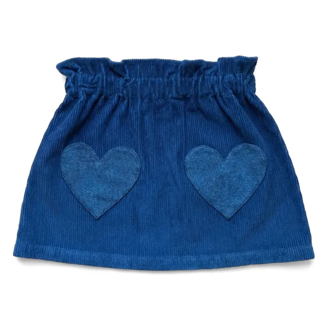 Jupe Poches Cœur Teacher Velours Côtelé | Bleu marine
