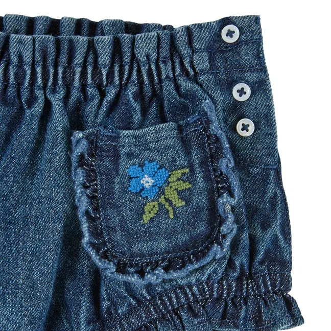 Bloomer Brodé Denim | Bleu foncé
