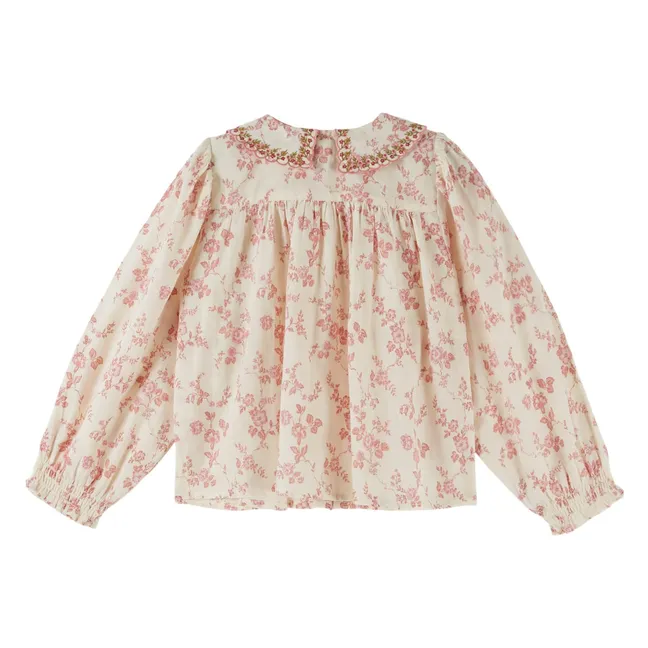 Blouse Smockée Fleurie Coton Bio | Ecru