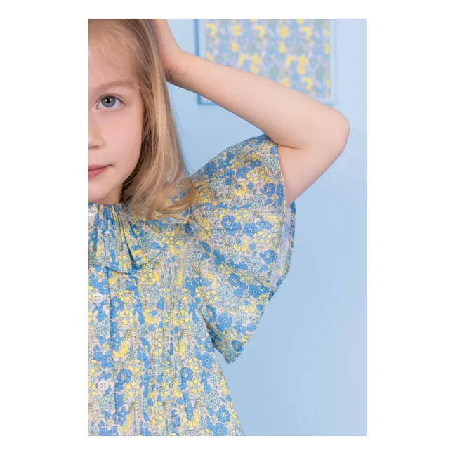 Blouse Col Claudine Nancy Fleurie Capsule 25 ans | Bleu