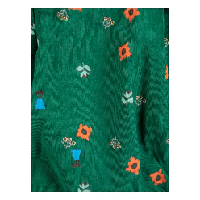 Bloomer Fleuri Velours Côtelé Coton Bio | Vert