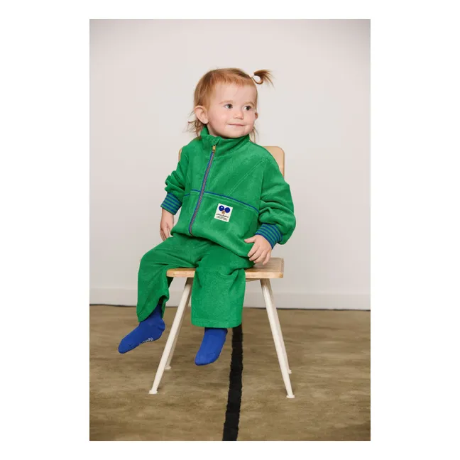 Organic cotton terry zip sweatshirt | Green