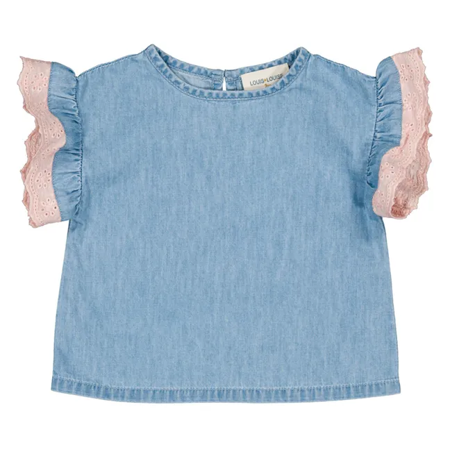 T-shirt Dentelle Loli Chambray | Bleu Clair
