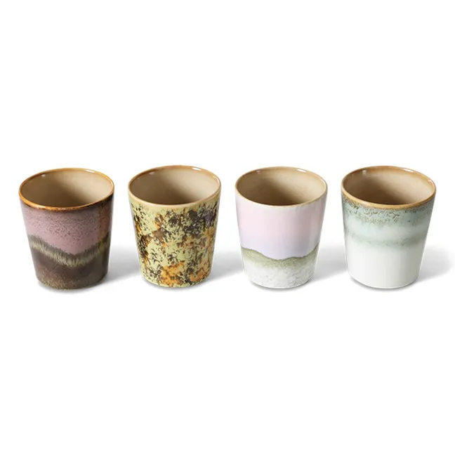 Tasses à café en grès - Set de 4 | Rose