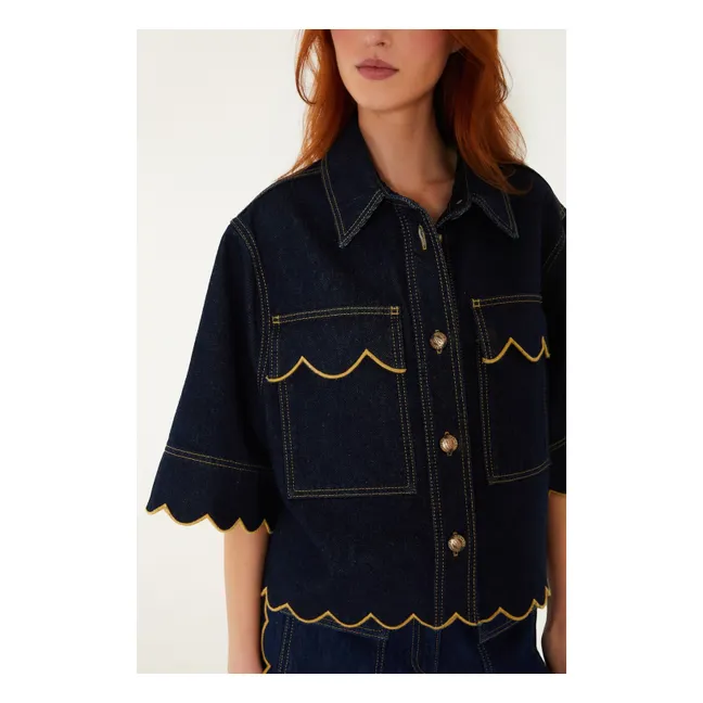 Chemise Short Scallops | Denim brut