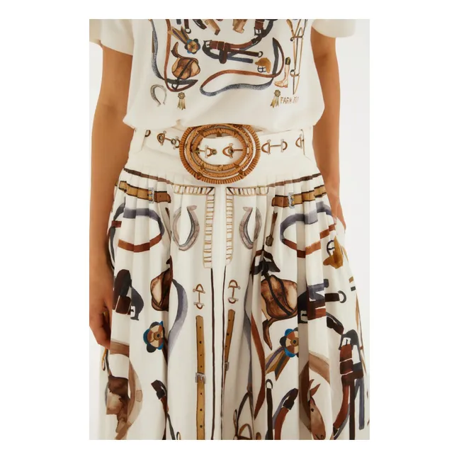 Jupe Imprimé Equestre Coton | Blanc