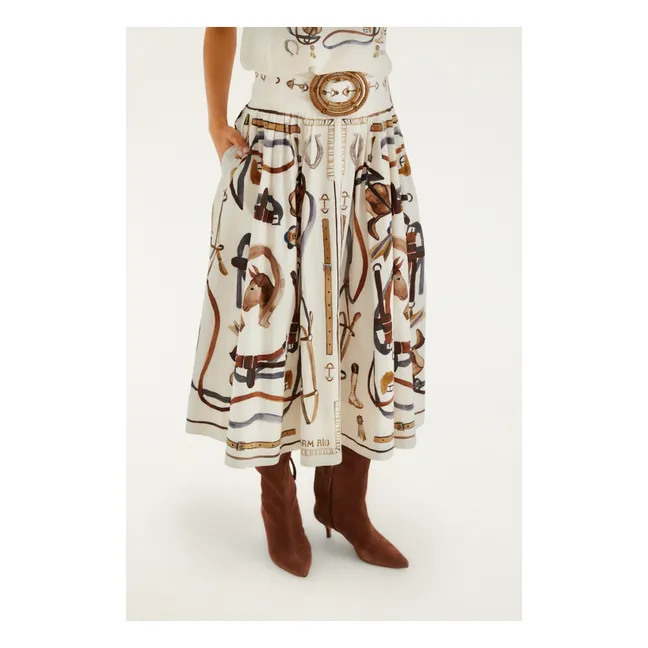 Jupe Imprimé Equestre Coton | Blanc