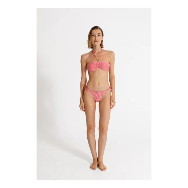 Haut de Maillot Abbie Rayé | Rouge cerise