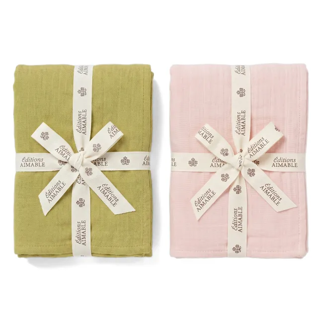Set de langes Léon  | Gaze Rose Dragée