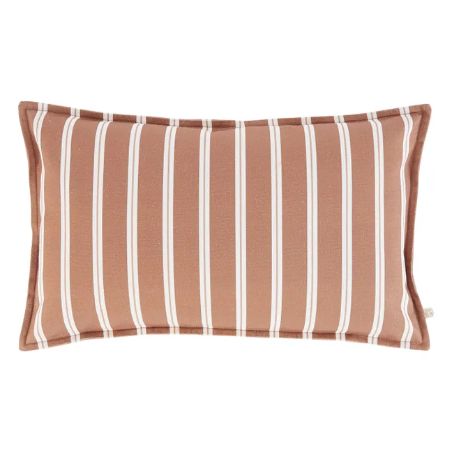 Housse de coussin à rayures  | Grège