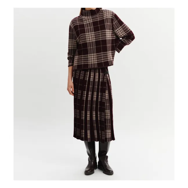 Jupe Kilt Plissée Tartan Laine | Grenat