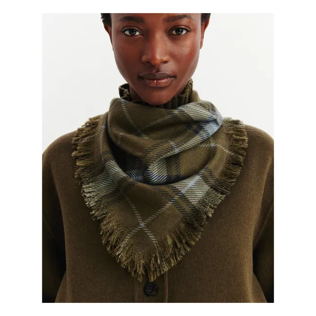 Mini Carré Swann Tartan Cachemire | Olive