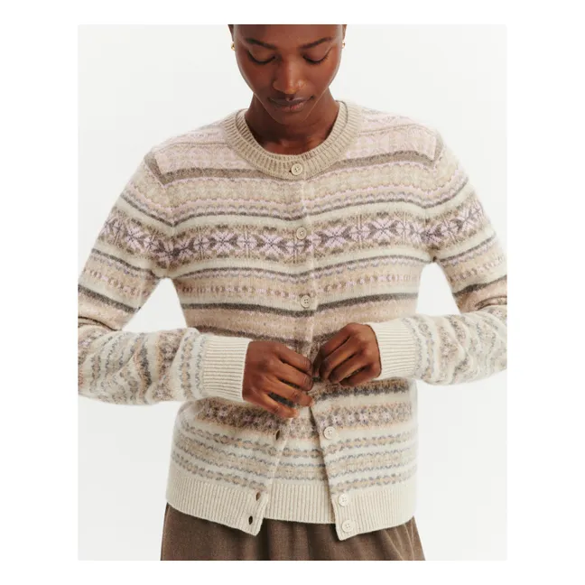 Cardigan Fairisle Cachemire | Rose Quartz