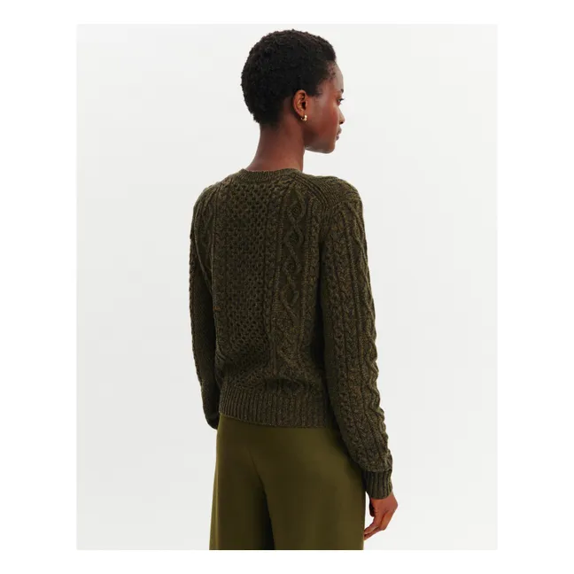 Cardigan À Torsades Cachemire | Olive