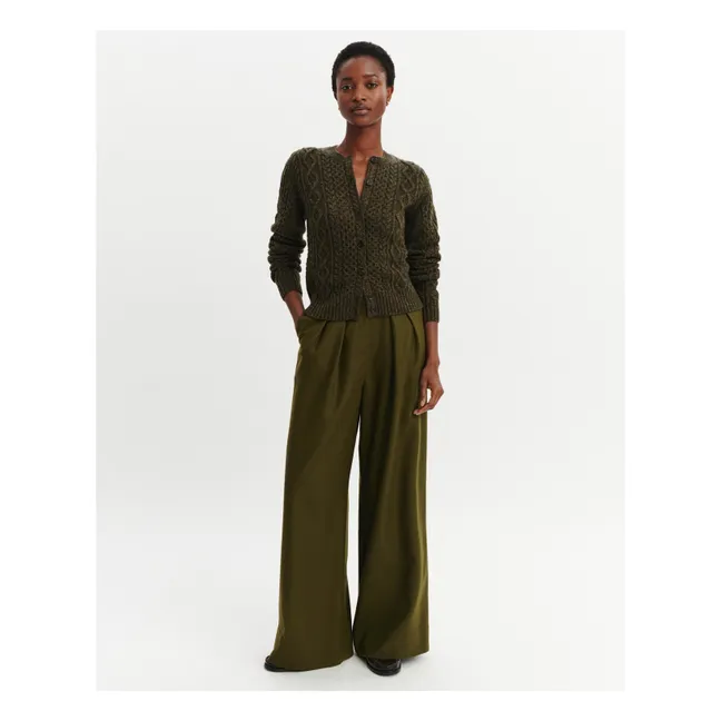 Cardigan À Torsades Cachemire | Olive