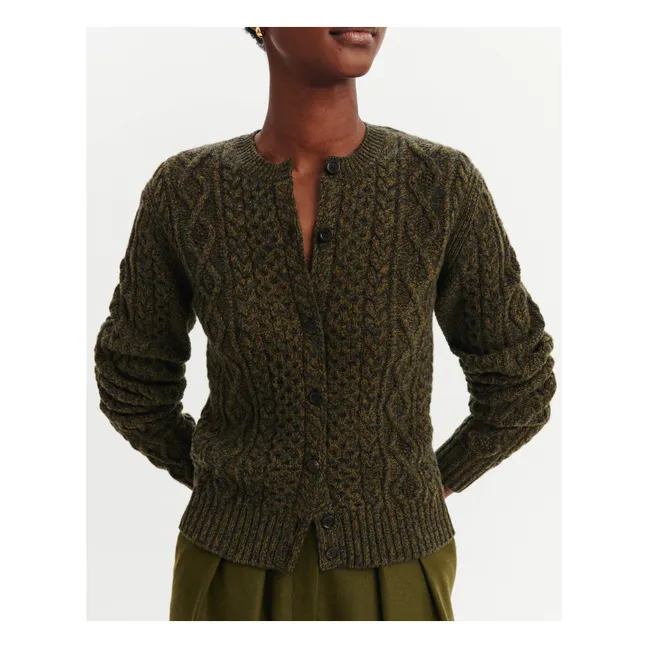 Cardigan À Torsades Cachemire | Olive