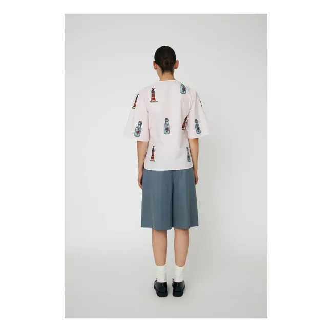 Blouse Brodée Bow Coton Bio | Rose pâle