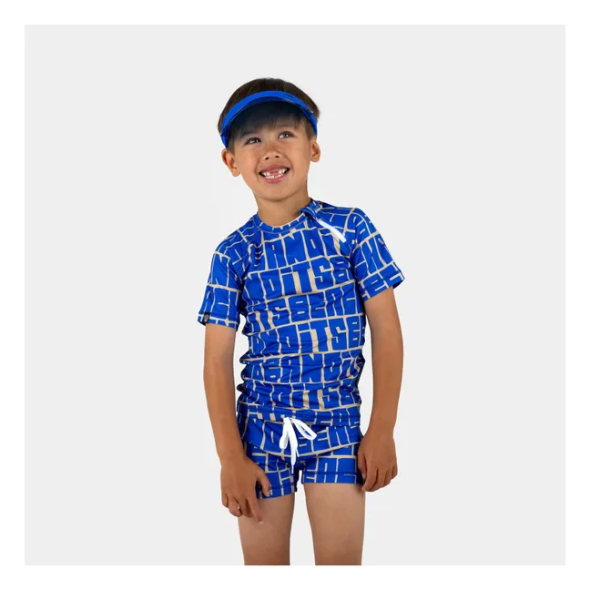 Short de Bain Anti-UV Côtelé Fibres Recyclées | Bleu