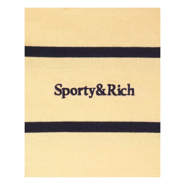 Polo Rugby Serif Logo Rayé | Jaune pâle