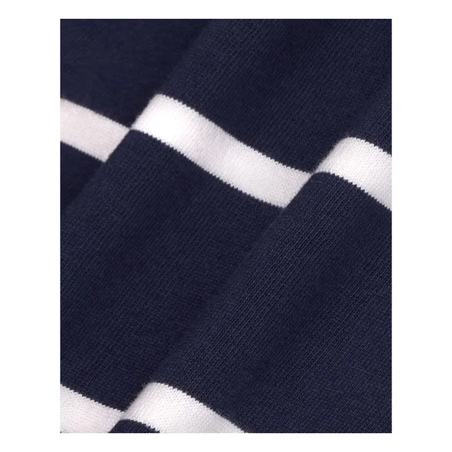 Polo Rugby Serif Logo Rayé | Bleu marine