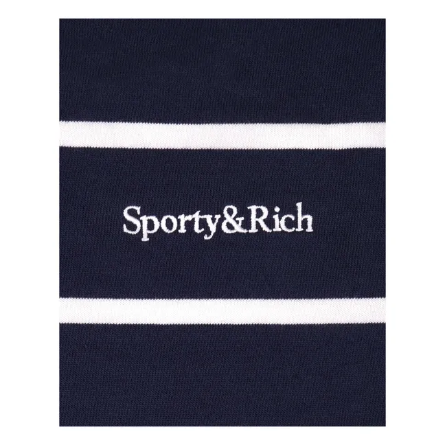 Polo Rugby Serif Logo Rayé | Bleu marine