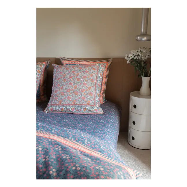 Nicole fitted sheet in organic cotton | Blue
