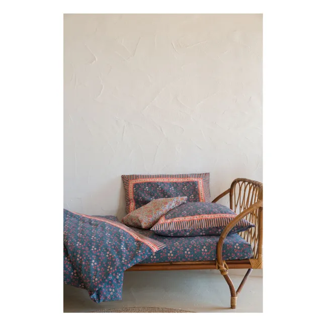 Nicole fitted sheet in organic cotton | Blue