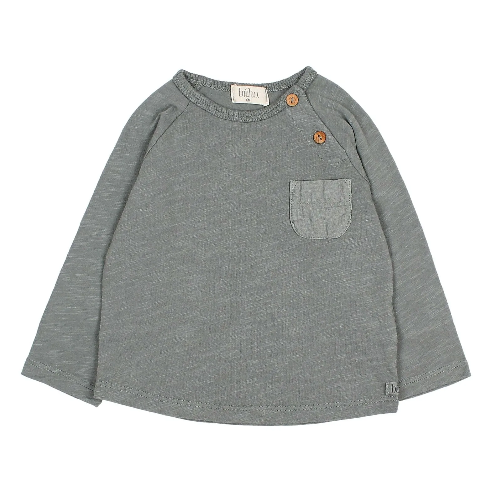 Búho - T-shirt manches longues bébé - Coton - Gris - 3 mois