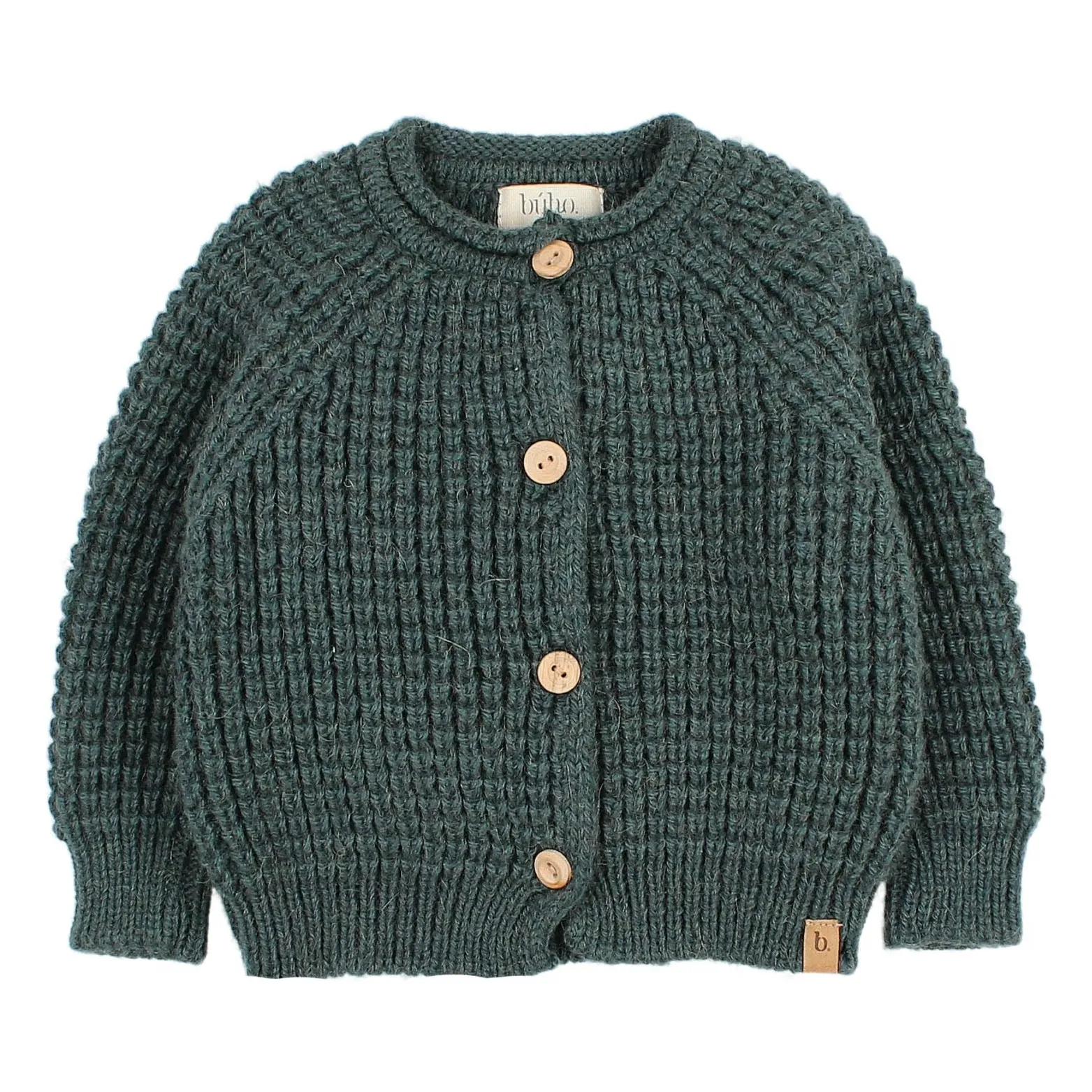 Búho Chrome Green Baby Knit Cardigan