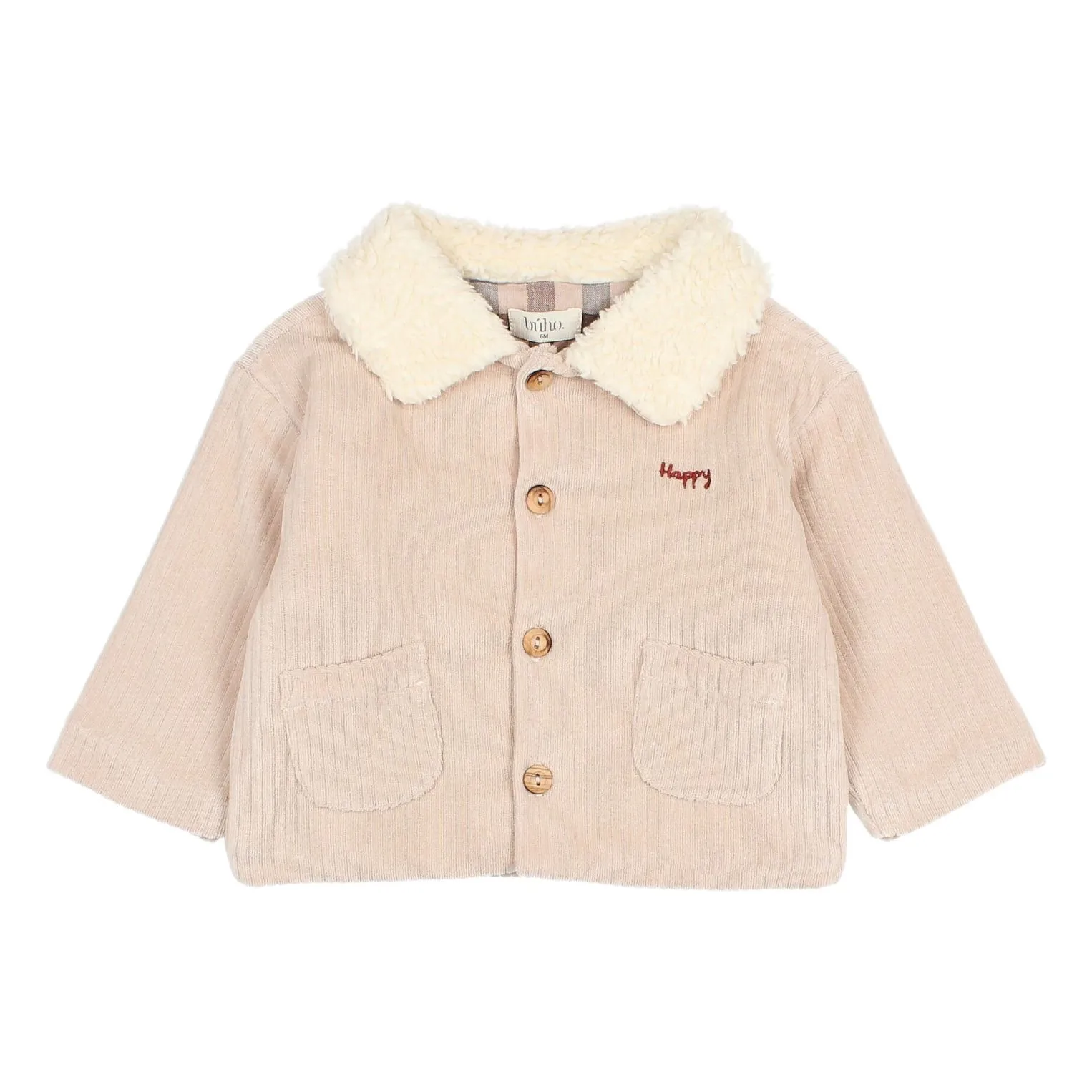 Búho Beige Embroidered Corduroy Jacket