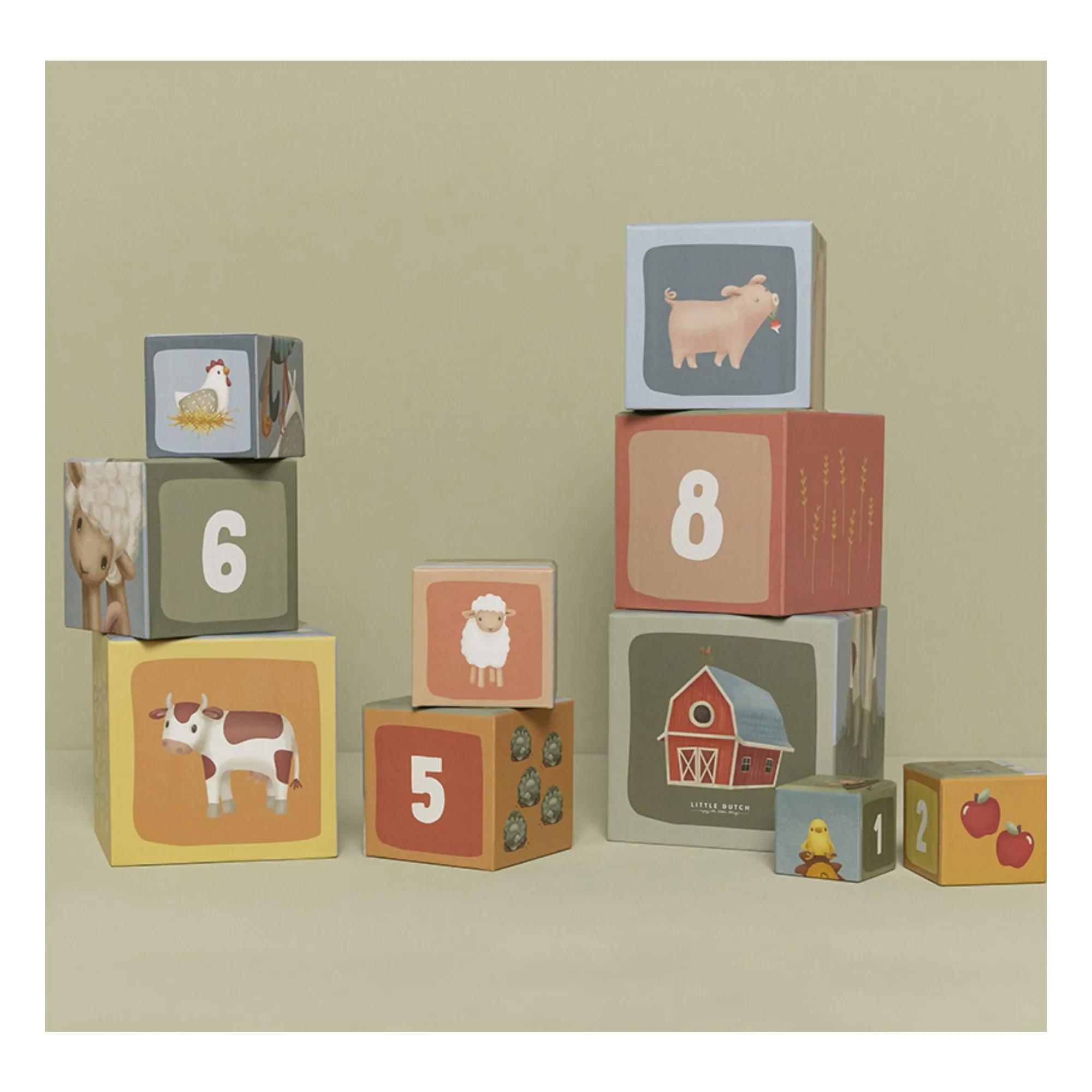 Little Dutch - Cubes à empiler en carton FSC - Little Farm (Little Dutch) - Image 2