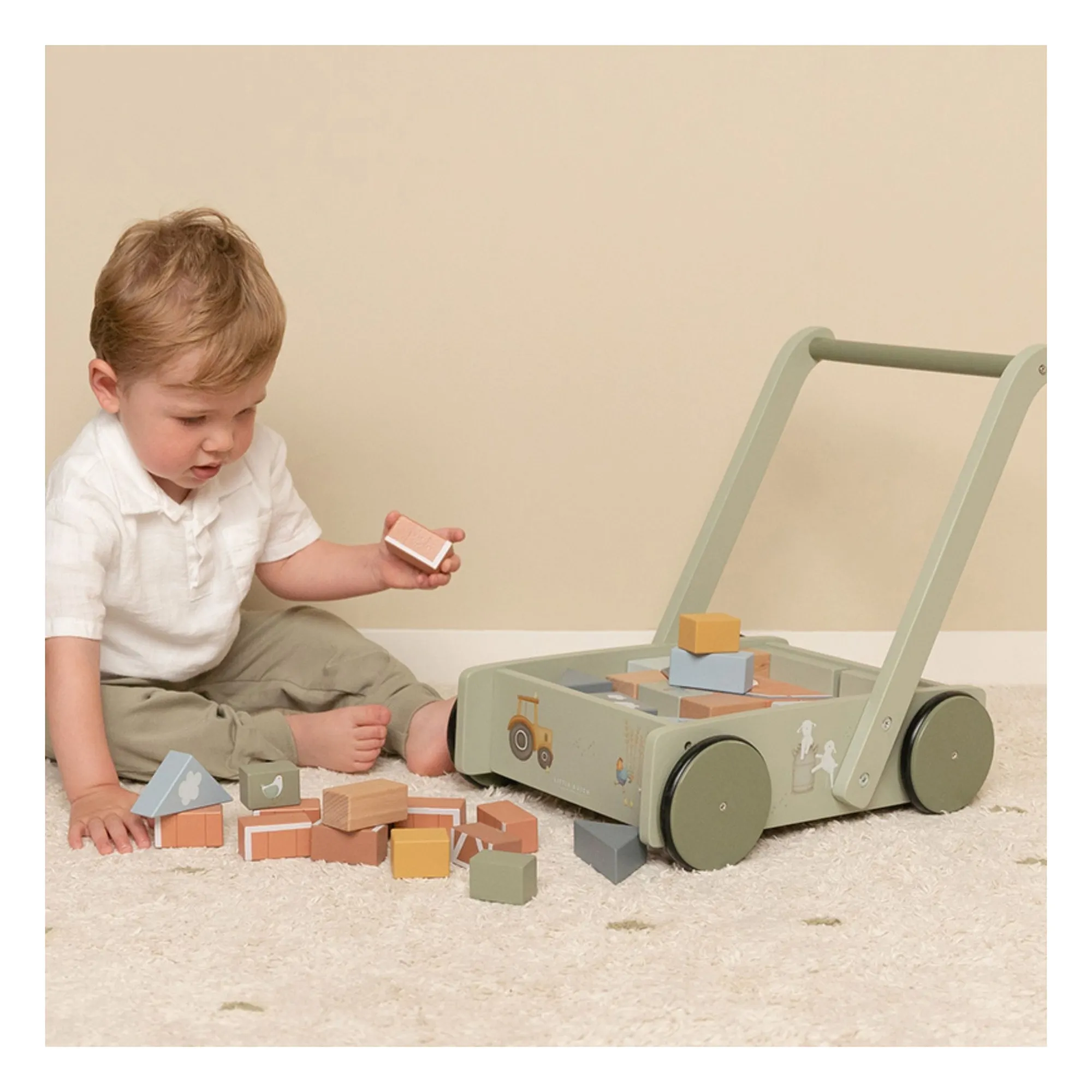 Little Dutch - Chariot à blocs en bois FSC - Little Farm (Little Dutch) - Image 1