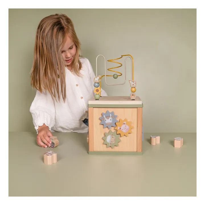 Cubo de actividades de madera FSC - Little Farm- Imagen del producto n°1