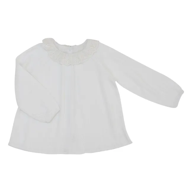 Camicetta Charlotte con colletto ricamato | Bianco