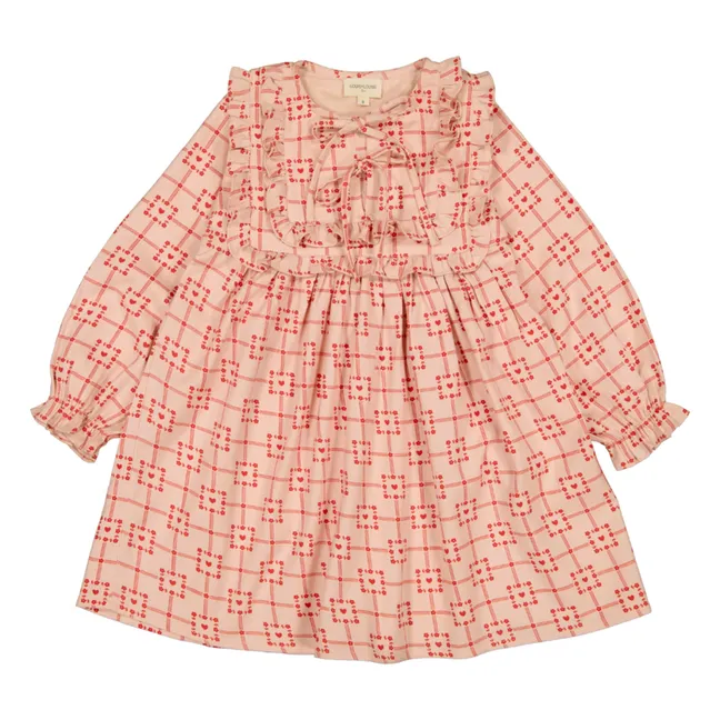 Robe Constanza Carreaux Cœurs | Rose