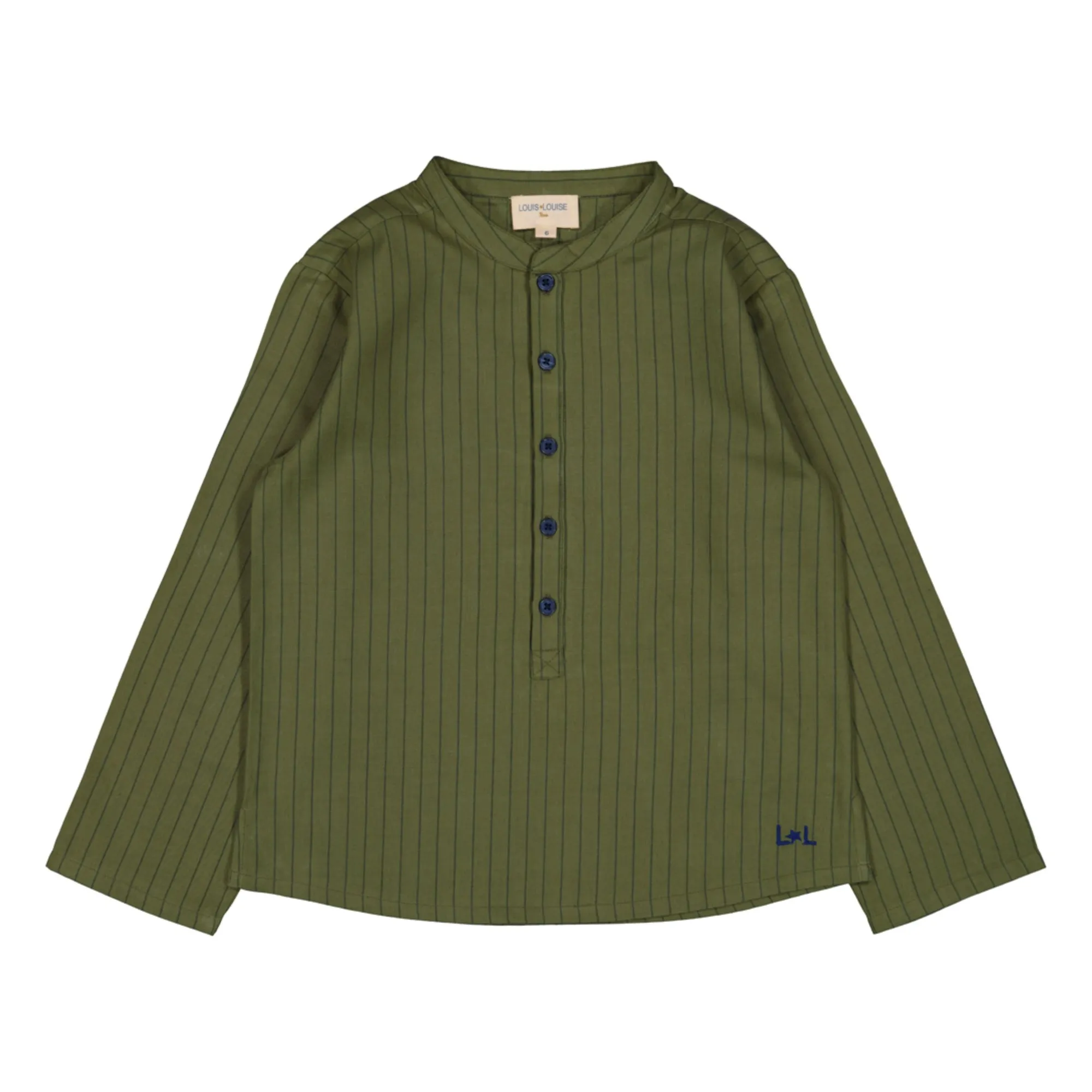 Louis Louise Khaki Kurta Grandfather Stripe