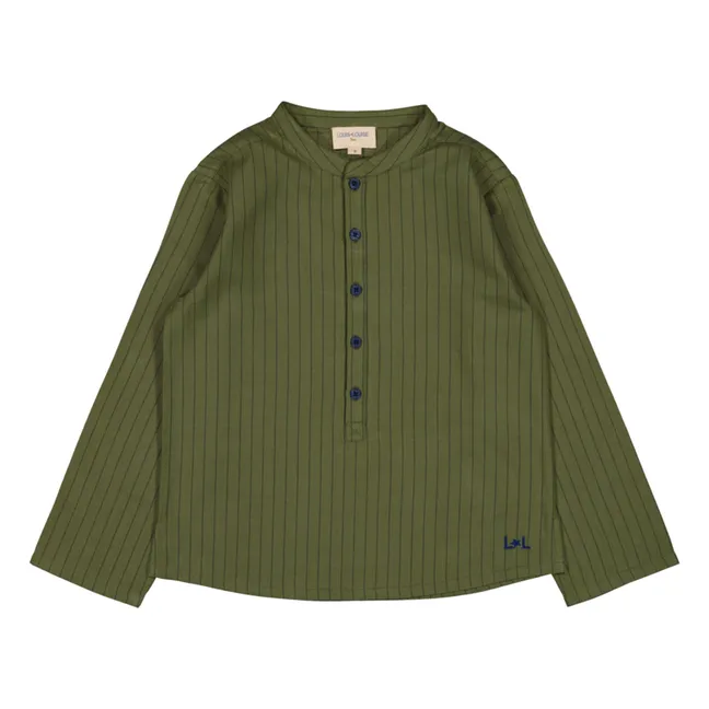Heavy Cotton Naga Grandad Kurta Shirt - Blue