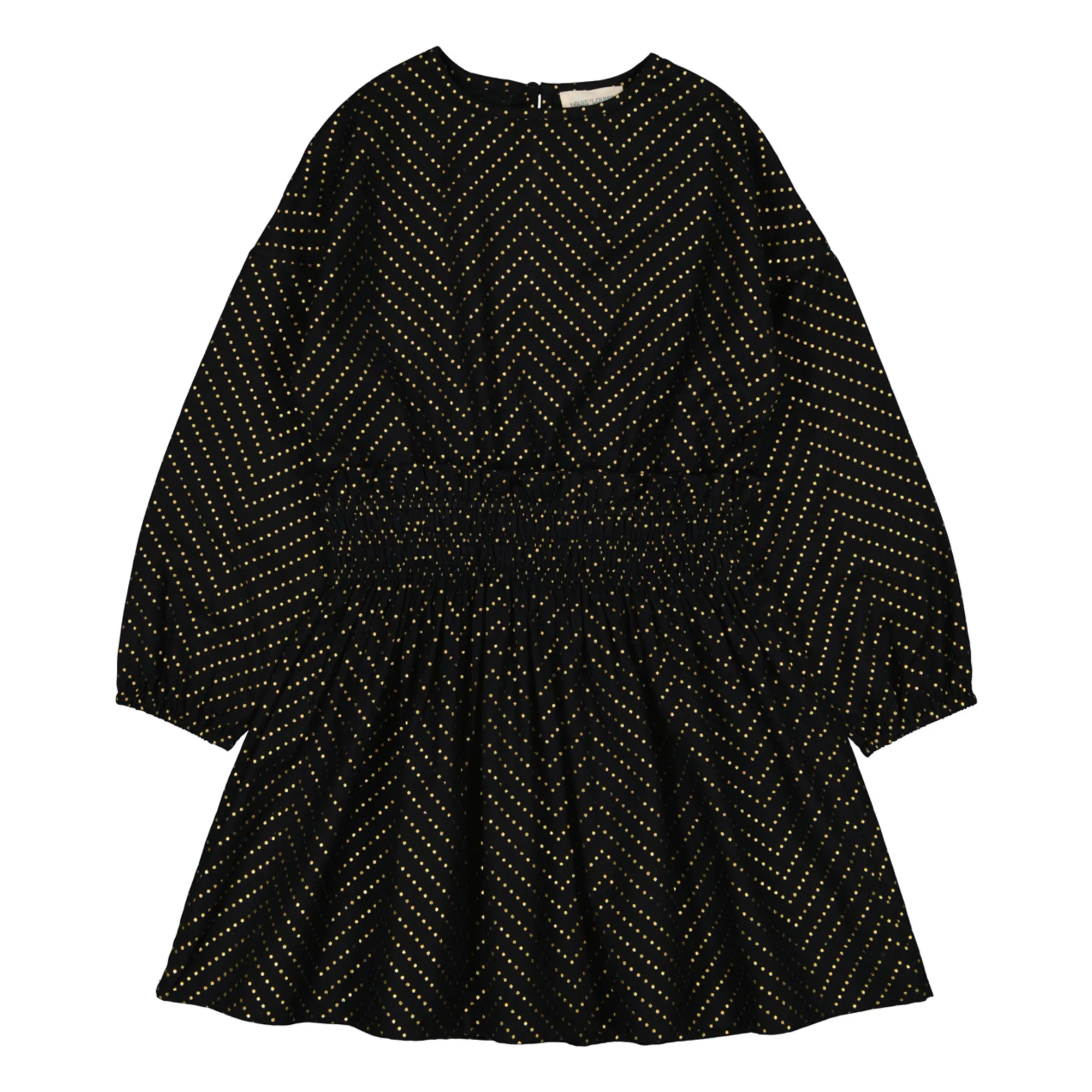 Louis Louise Black Melisse Pois Smockée Dress