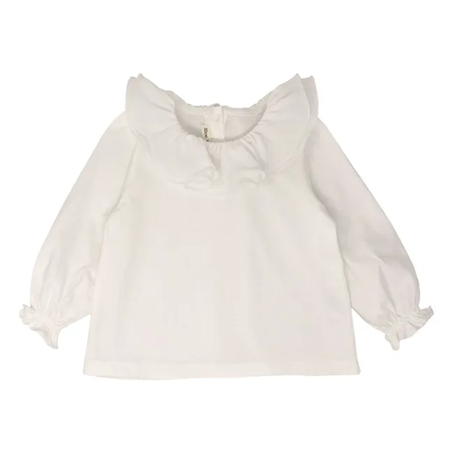 Camicetta con scollo a balze | Bianco