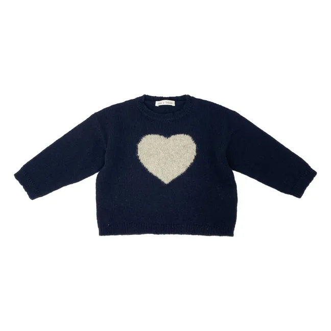 Jersey corazón de lana | Negro