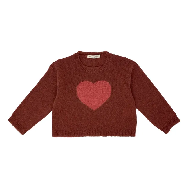 Jersey corazón de lana | Burdeos