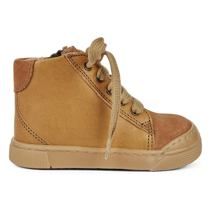 Zapatillas con cordones y cremallera | Marrón claro- Imagen del producto n°0