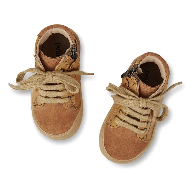 Sneakers Schnürsenkel und Zip Bootie | Hellbraun