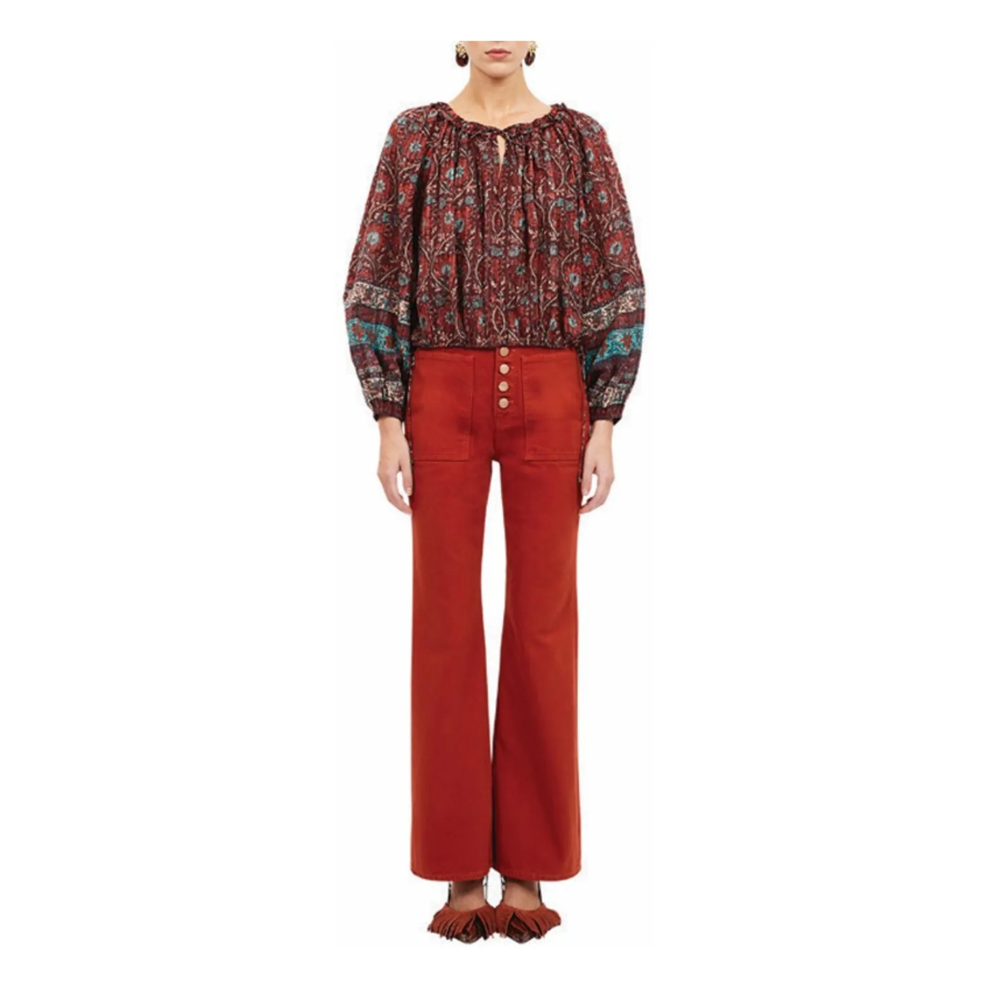 Ulla Johnson Burgundy Silva Blouse