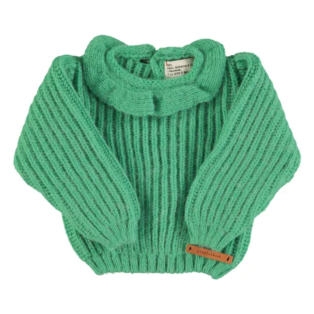 Maglia con collo a balze in alpaca | Verde