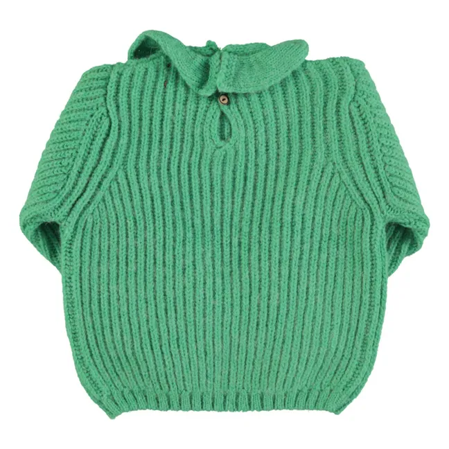 Maglia con collo a balze in alpaca | Verde