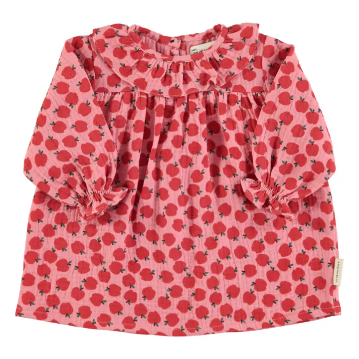 Apple Baby Vestido de gasa de algodón orgánico | Rosa- Imagen del producto n°0