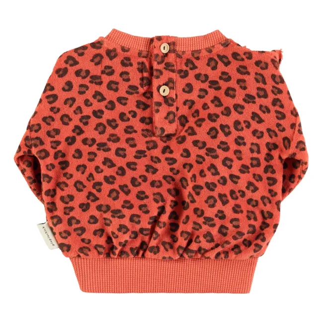 Sweatshirt Leopard Volants Bio-Frottee | Terracotta