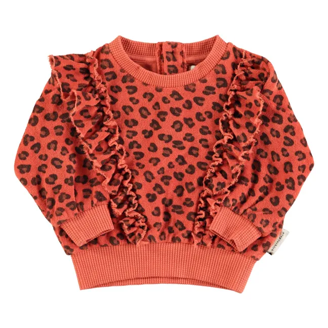 Sweatshirt Leopard Volants Bio-Frottee | Terracotta